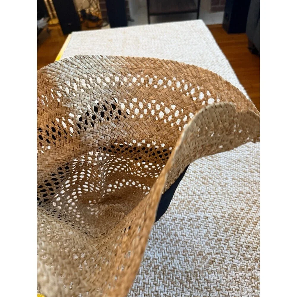 Woven Straw Sun Hat with Black Ribbon Bow